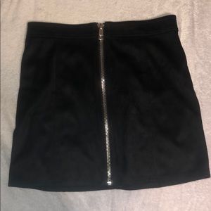 Black velvet mini skirt